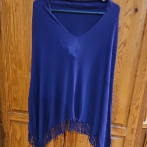 Chico's Deep Purpl Fringed Poncho